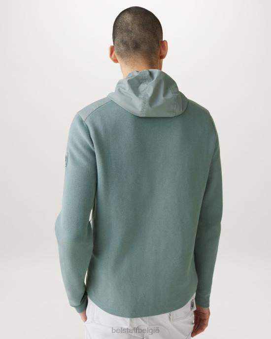 kleding pima katoen staalgroen groen vest met volledige ritssluiting Heren Belstaff 624D271