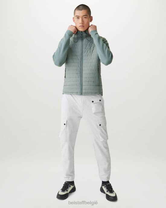 kleding pima katoen staalgroen groen vest met volledige ritssluiting Heren Belstaff 624D271