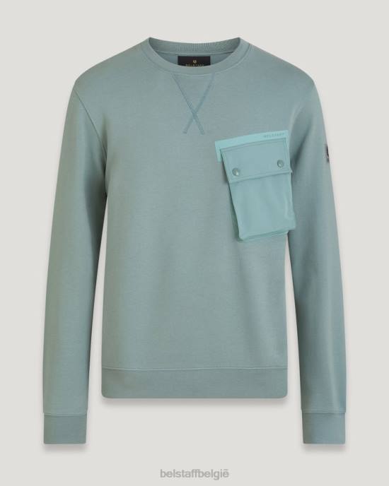 kleding droog katoenfleece staalgroen ronde hals met ronde hals Heren Belstaff 624D221