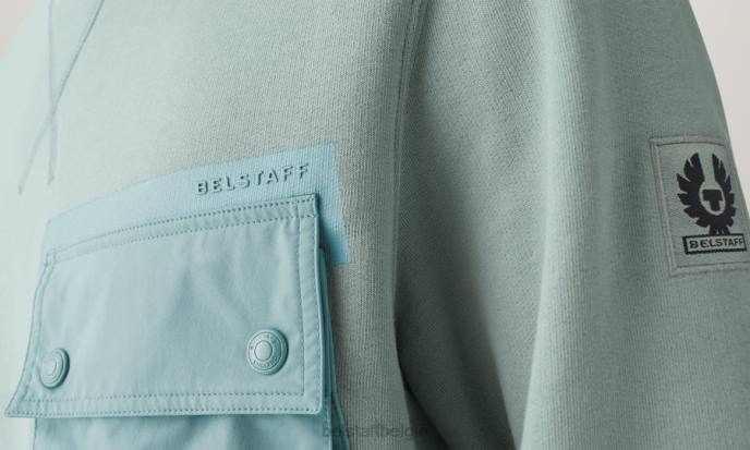 kleding droog katoenfleece staalgroen ronde hals met ronde hals Heren Belstaff 624D221