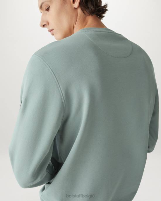 kleding droog katoenfleece staalgroen ronde hals met ronde hals Heren Belstaff 624D221