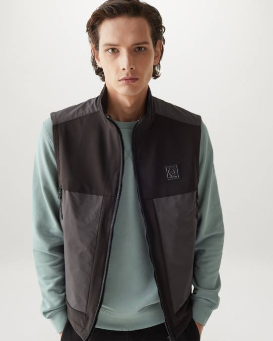 kleding droog katoenfleece staalgroen ronde hals met ronde hals Heren Belstaff 624D221