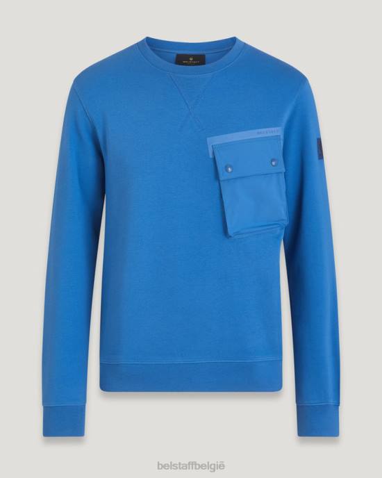 kleding droog katoenfleece vooruit blauw ronde hals met ronde hals Heren Belstaff 624D216