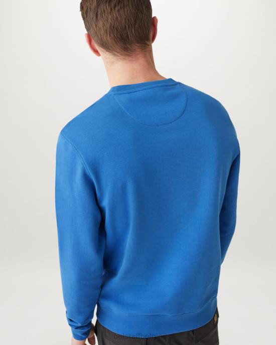 kleding droog katoenfleece vooruit blauw ronde hals met ronde hals Heren Belstaff 624D216