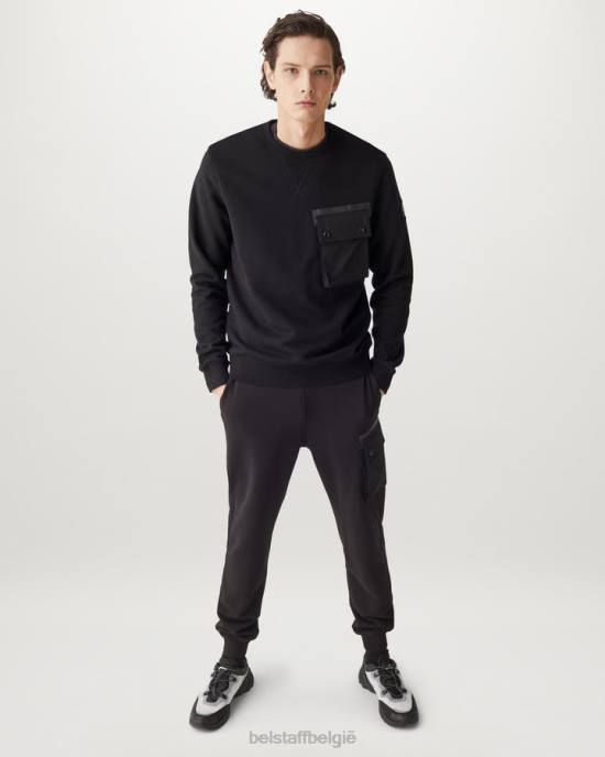 kleding droog katoenfleece zwart ronde hals met ronde hals Heren Belstaff 624D215