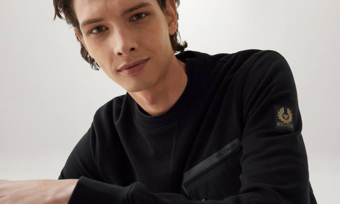 kleding droog katoenfleece zwart ronde hals met ronde hals Heren Belstaff 624D215