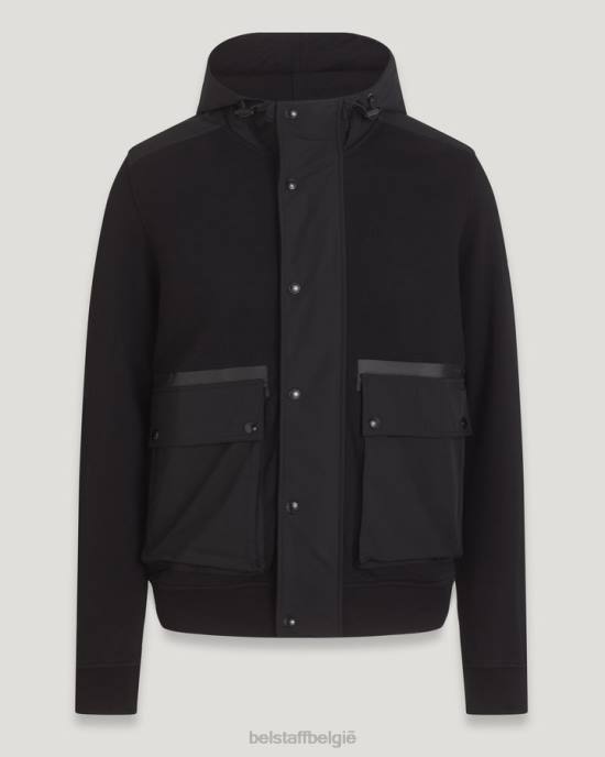 kleding droog katoenfleece zwart wake-hoodie met volledige ritssluiting Heren Belstaff 624D230