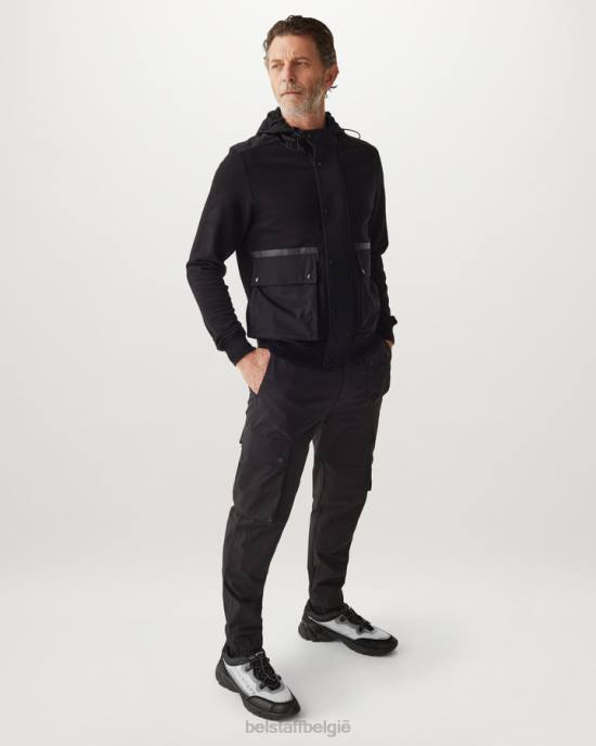 kleding droog katoenfleece zwart wake-hoodie met volledige ritssluiting Heren Belstaff 624D230