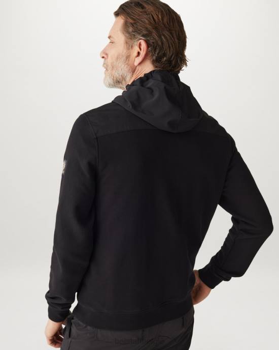 kleding droog katoenfleece zwart wake-hoodie met volledige ritssluiting Heren Belstaff 624D230