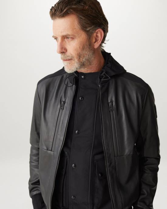 kleding droog katoenfleece zwart wake-hoodie met volledige ritssluiting Heren Belstaff 624D230