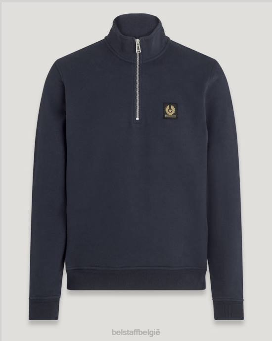 kleding katoenfleece donkere inkt Sweatshirt met kwartrits Heren Belstaff 624D266