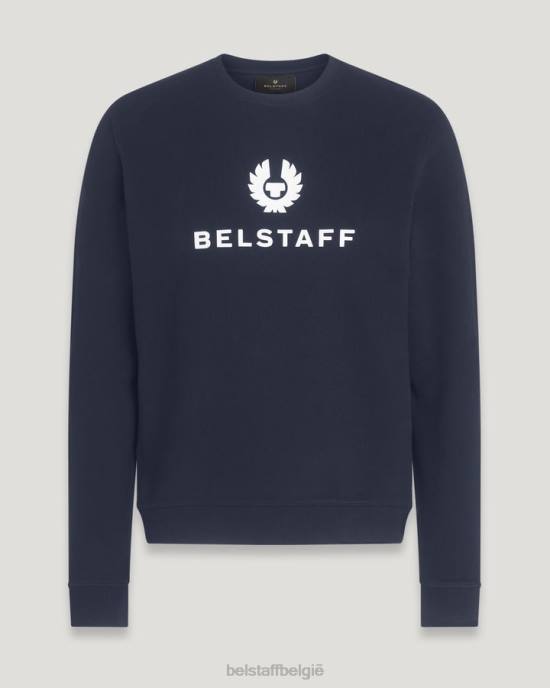 kleding katoenfleece donkere inkt kenmerkend sweatshirt met ronde hals Heren Belstaff 624D259