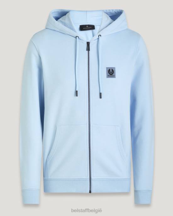 kleding katoenfleece hemelsblauw Hoodie met volledige ritssluiting Heren Belstaff 624D237
