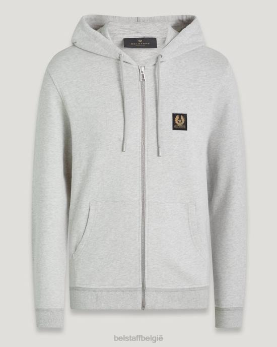 kleding katoenfleece oud zilver gemêleerd Hoodie met volledige ritssluiting Heren Belstaff 624D257