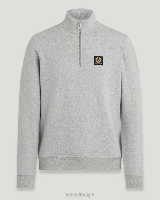 kleding katoenfleece oud zilver gemêleerd Sweatshirt met kwartrits Heren Belstaff 624D264