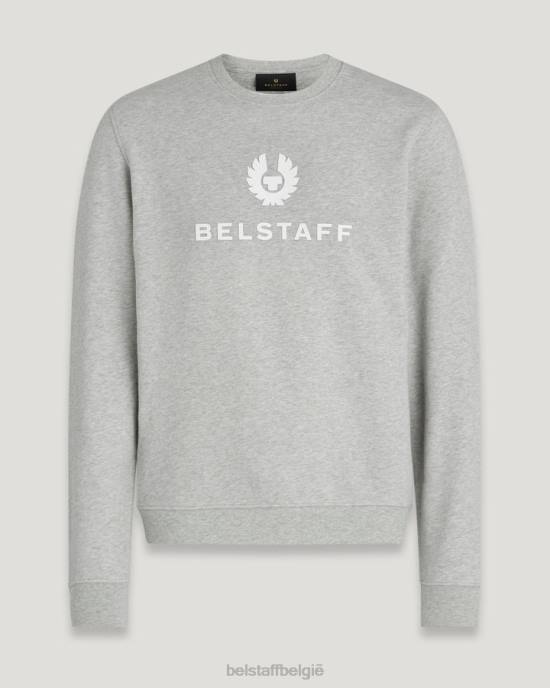 kleding katoenfleece oud zilver gemêleerd kenmerkend sweatshirt met ronde hals Heren Belstaff 624D261