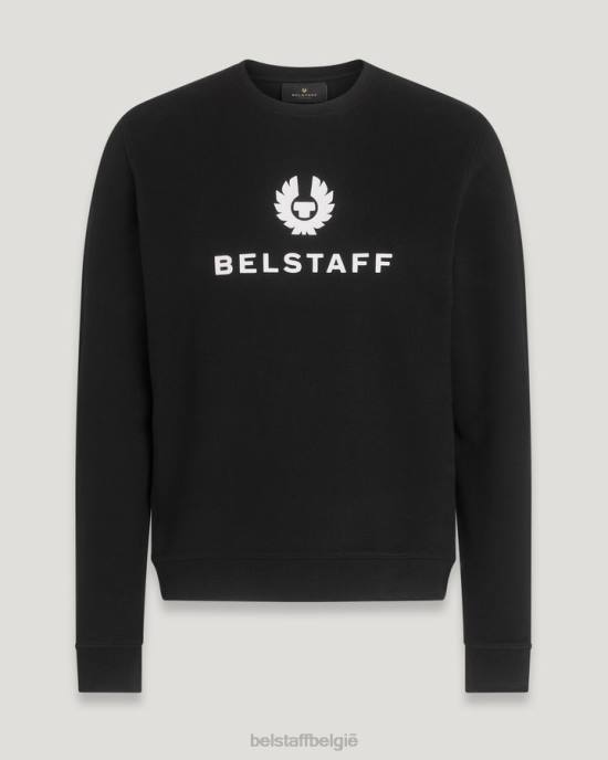 kleding katoenfleece zwart kenmerkend sweatshirt met ronde hals Heren Belstaff 624D263