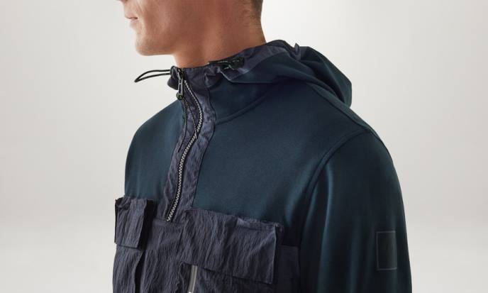 kleding lichtgewicht fleece donkere inkt slipway hoodie met kwartrits Heren Belstaff 624D232