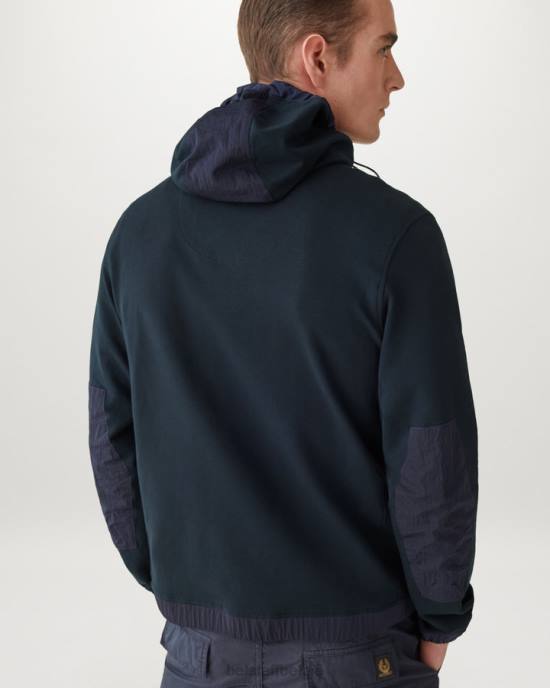 kleding lichtgewicht fleece donkere inkt slipway hoodie met kwartrits Heren Belstaff 624D232