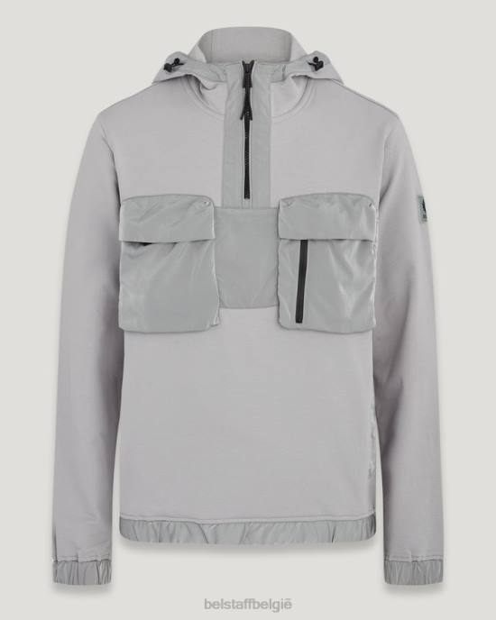 kleding lichtgewicht fleece oud zilver slipway hoodie met kwartrits Heren Belstaff 624D267