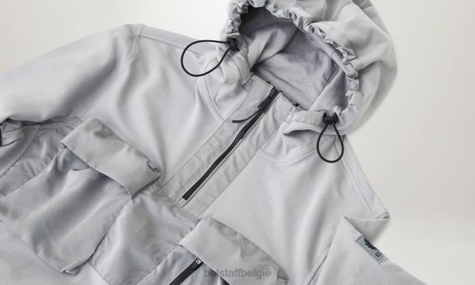 kleding lichtgewicht fleece oud zilver slipway hoodie met kwartrits Heren Belstaff 624D267