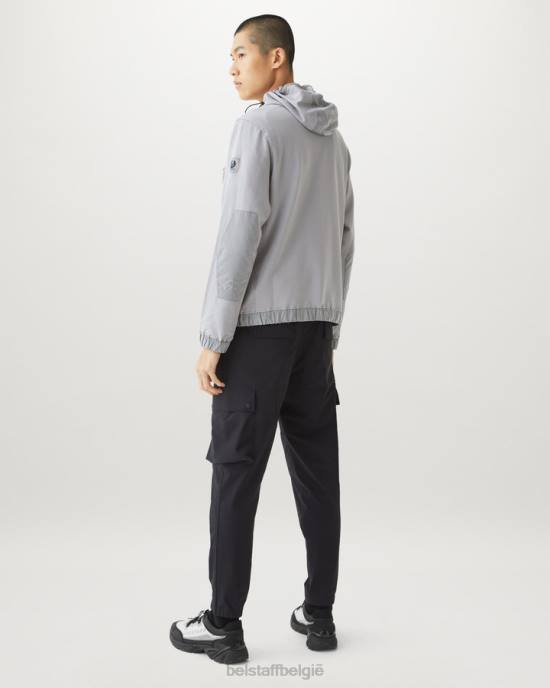 kleding lichtgewicht fleece oud zilver slipway hoodie met kwartrits Heren Belstaff 624D267