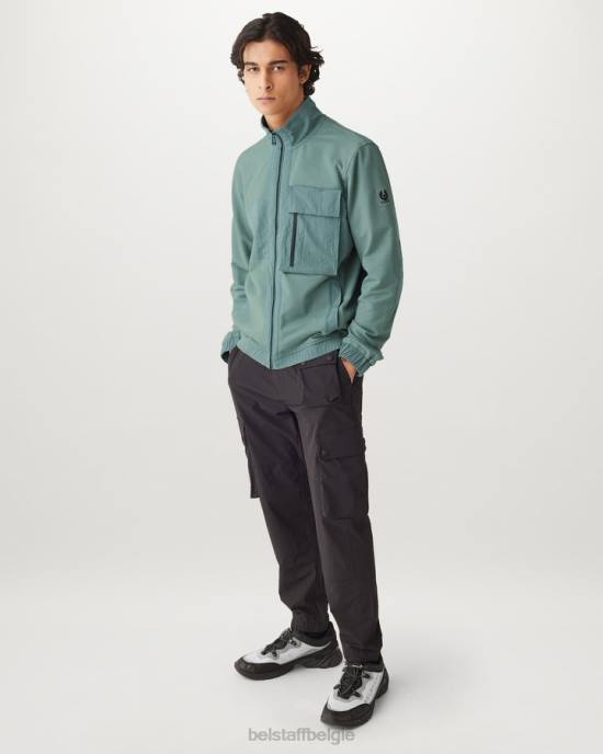kleding lichtgewicht fleece staalgroen Seal sweatshirt met volledige ritssluiting Heren Belstaff 624D219