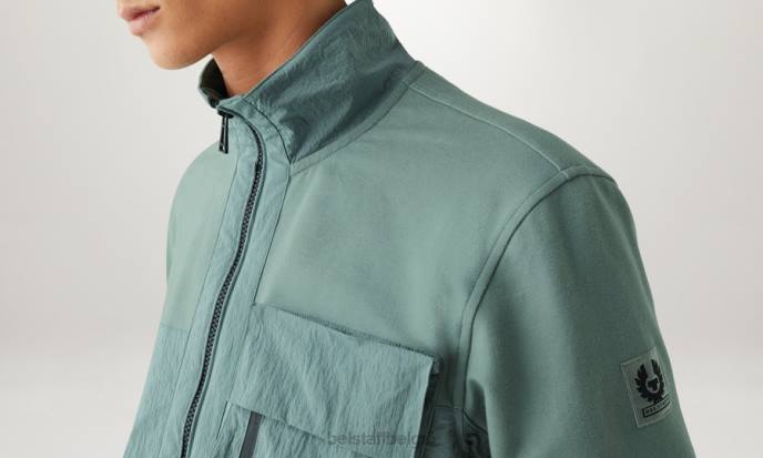 kleding lichtgewicht fleece staalgroen Seal sweatshirt met volledige ritssluiting Heren Belstaff 624D219