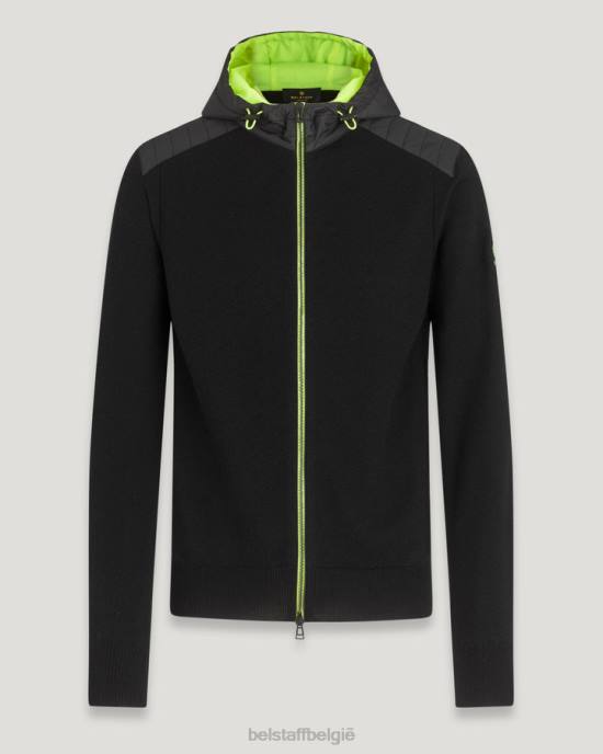 kleding merinowol zwart/neongeel Flash Aldington vest met ritssluiting Heren Belstaff 624D228