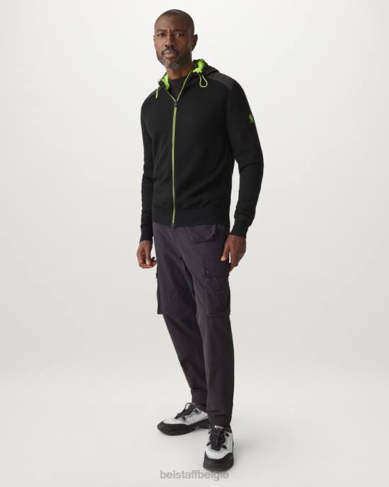 kleding merinowol zwart/neongeel Flash Aldington vest met ritssluiting Heren Belstaff 624D228