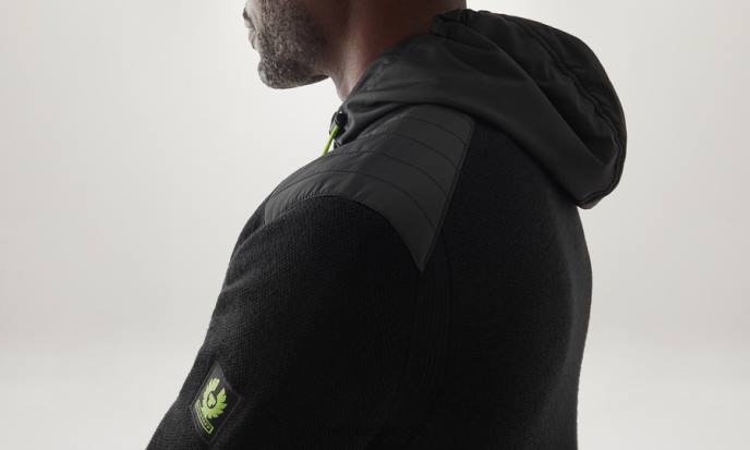 kleding merinowol zwart/neongeel Flash Aldington vest met ritssluiting Heren Belstaff 624D228