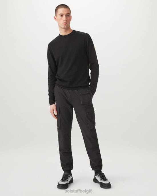 kleding pima katoen zwart Curve trui met ronde hals Heren Belstaff 624D235