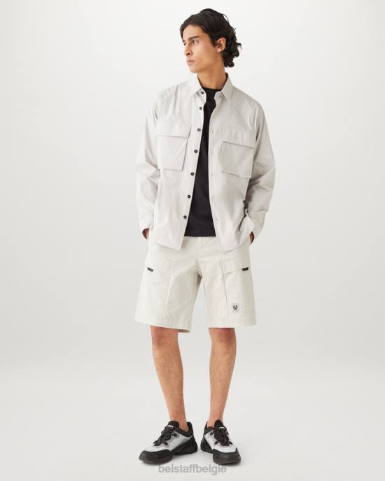 kleding katoenmix gabardine parelgrijs jet korte broek Heren Belstaff 624D325