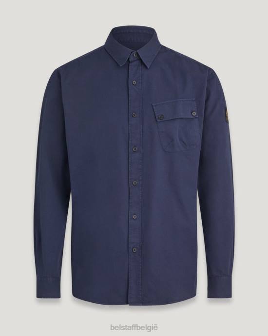 kleding katoenen twill diep marineblauw pitch-shirt Heren Belstaff 624D139