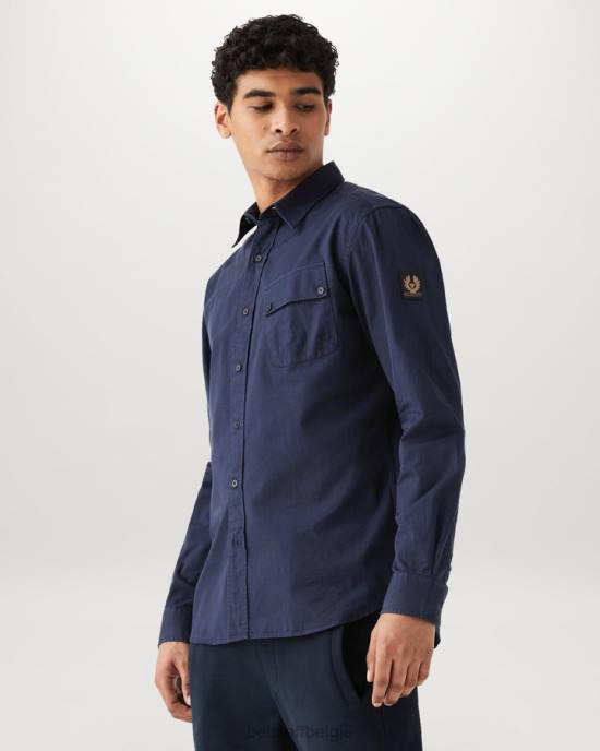 kleding katoenen twill diep marineblauw pitch-shirt Heren Belstaff 624D139
