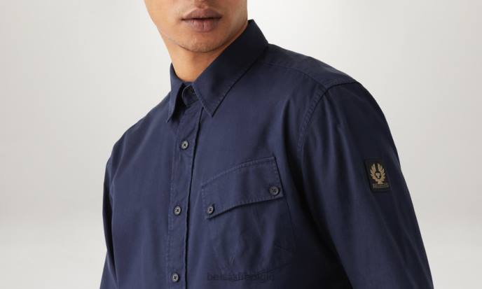 kleding katoenen twill diep marineblauw pitch-shirt Heren Belstaff 624D139