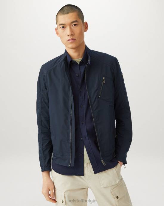 kleding katoenen twill diep marineblauw pitch shirt met korte mouwen Heren Belstaff 624D132