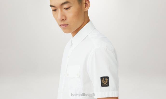 kleding katoenkeper wit pitch shirt met korte mouwen Heren Belstaff 624D130