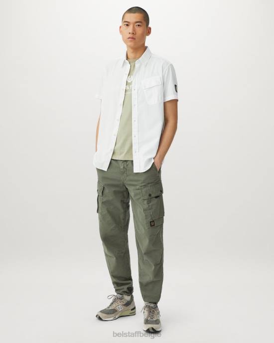 kleding katoenkeper wit pitch shirt met korte mouwen Heren Belstaff 624D130