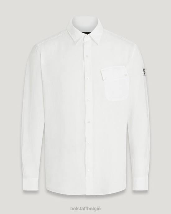 kleding kledingstuk geverfd linnen wit pitch-shirt Heren Belstaff 624D135