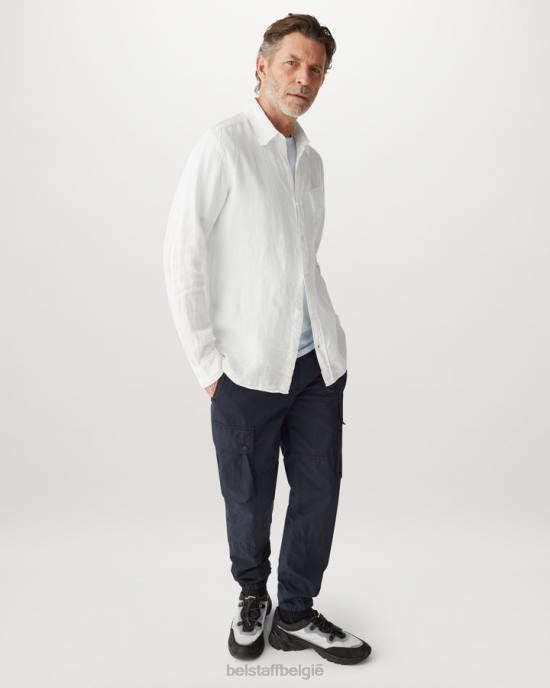 kleding kledingstuk geverfd linnen wit pitch-shirt Heren Belstaff 624D135