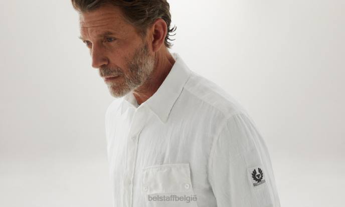 kleding kledingstuk geverfd linnen wit pitch-shirt Heren Belstaff 624D135