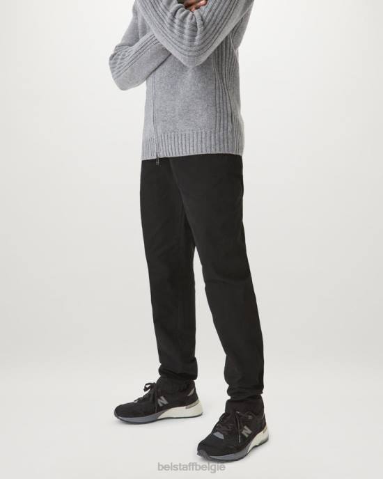 kleding biologische katoenen gabardine zwart officier chino Heren Belstaff 624D305