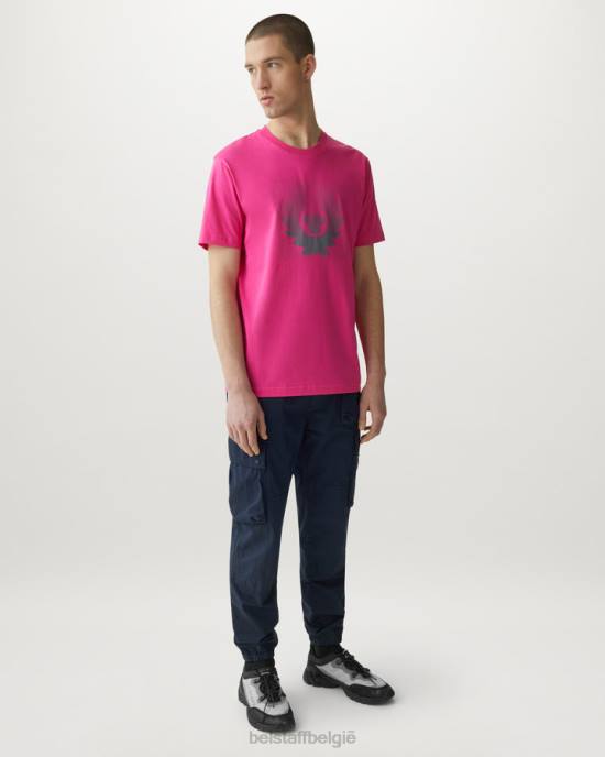 kleding katoen jersey fucshia/granietgrijs optisch t-shirt Heren Belstaff 624D175