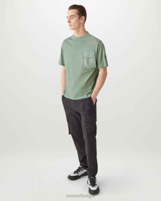 kleding katoen jersey staalgroen vloeiend t-shirt Heren Belstaff 624D154