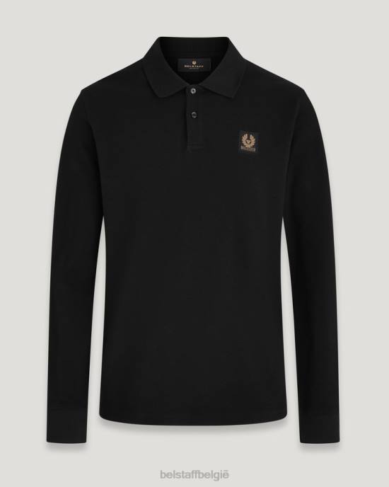 kleding katoen piqué zwart poloshirt met lange mouwen Heren Belstaff 624D187