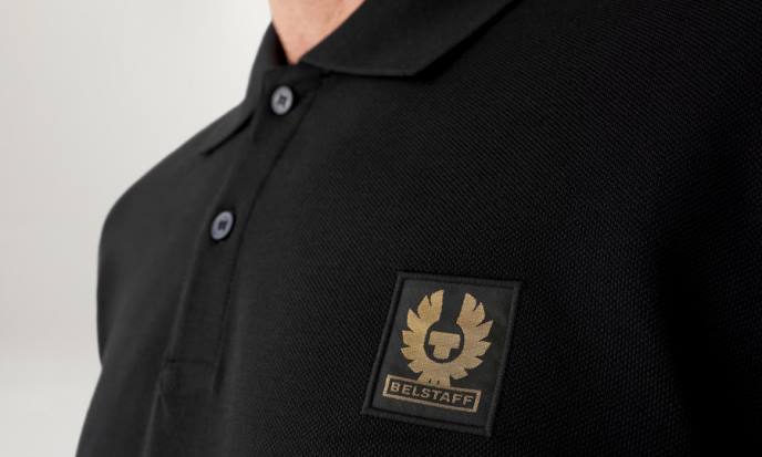 kleding katoen piqué zwart poloshirt met lange mouwen Heren Belstaff 624D187