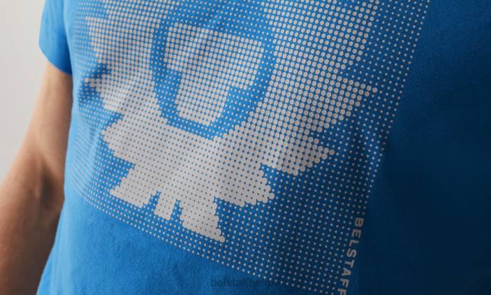 kleding katoenen jersey forward blauw/parelgrijs optisch t-shirt Heren Belstaff 624D178