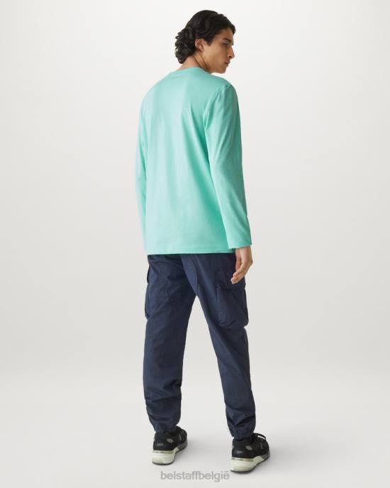kleding katoenen jersey oceaangroen T-shirt met lange mouwen Heren Belstaff 624D140