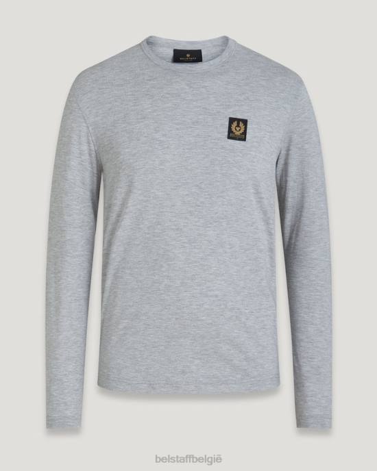 kleding katoenen jersey oud zilver gemêleerd T-shirt met lange mouwen Heren Belstaff 624D192